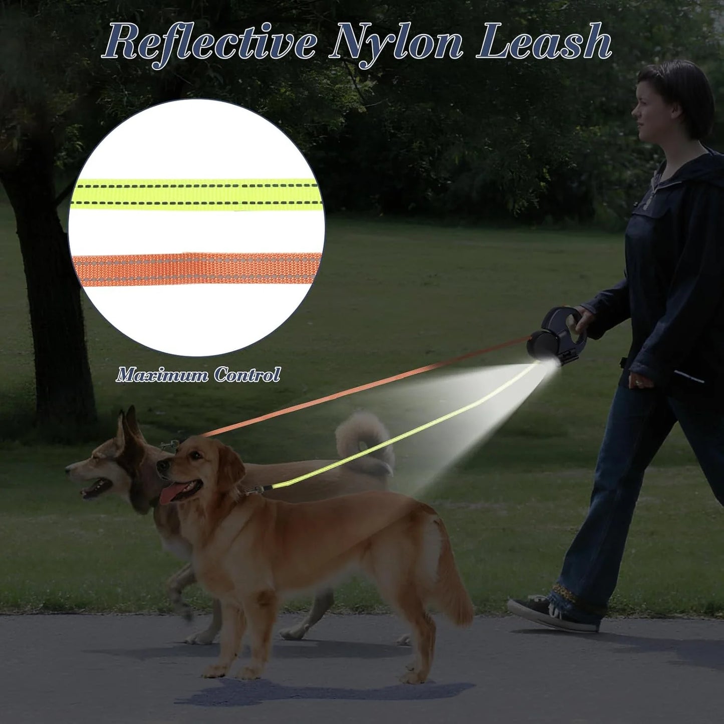 Ultimate Dual Pet Retractable Leash: Reflective Safety Features & 360° Swivel for Effortless Double Dog Walking