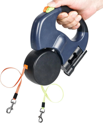 Ultimate Dual Pet Retractable Leash: Reflective Safety Features & 360° Swivel for Effortless Double Dog Walking