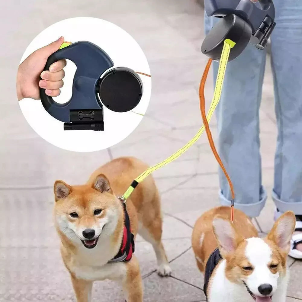 Ultimate Dual Pet Retractable Leash: Reflective Safety Features & 360° Swivel for Effortless Double Dog Walking