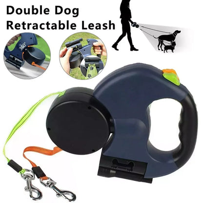 Ultimate Dual Pet Retractable Leash: Reflective Safety Features & 360° Swivel for Effortless Double Dog Walking