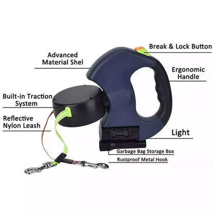 Ultimate Dual Pet Retractable Leash: Reflective Safety Features & 360° Swivel for Effortless Double Dog Walking