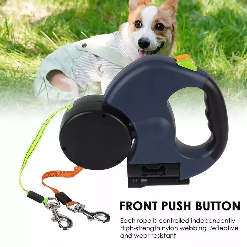 Ultimate Dual Pet Retractable Leash: Reflective Safety Features & 360° Swivel for Effortless Double Dog Walking