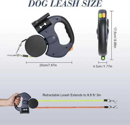 Ultimate Dual Pet Retractable Leash: Reflective Safety Features & 360° Swivel for Effortless Double Dog Walking